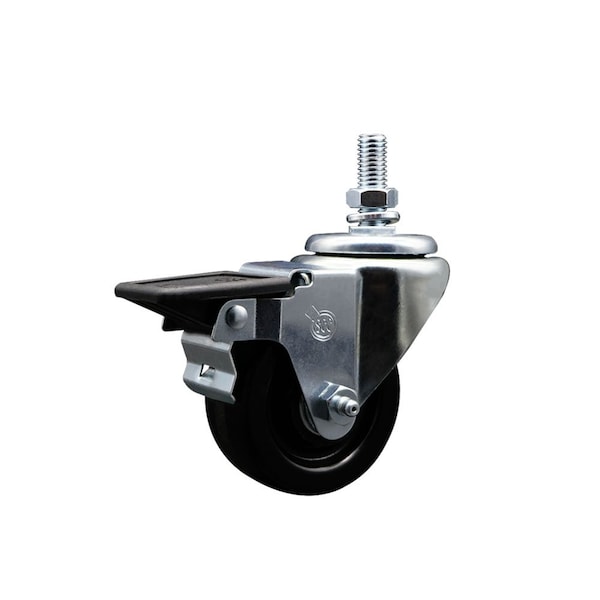 3 Inch Phenolic 12 Inch Threaded Stem Caster with Brake